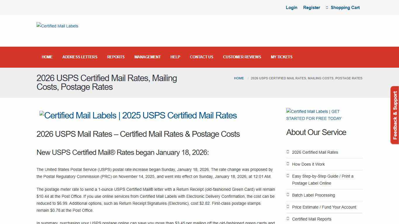2026 USPS Certified Mail Rates, Mailing Costs, Postage Rates